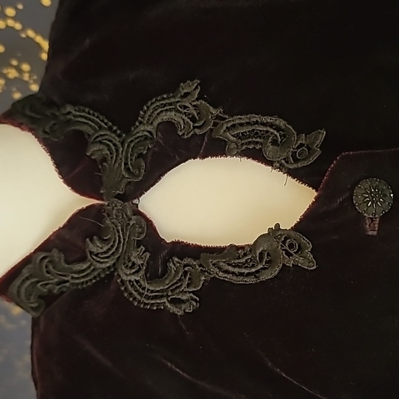 Vintage 80s Goth Velvet Blouse Victorian David Rose Night Top M - Picture 5 of 8